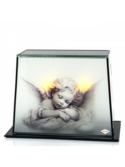 Znicz szklany z grafiką anioła